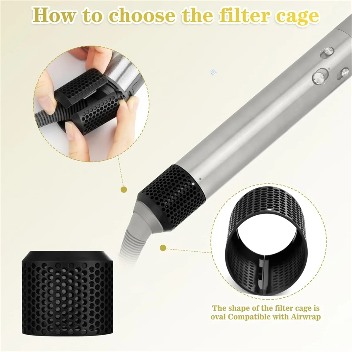 Magnetic Outer Filter Cage Cover for Dyson Airwrap HS01/HS05 Durable Replacement Attachment Hair Styler Filter