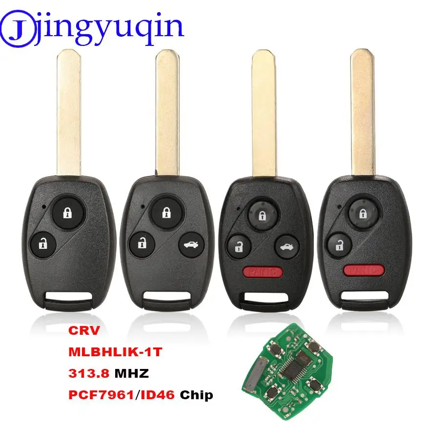 Jingyuqin 313,8 Mhz mando a distancia para Honda CR-V Accord 2008 2009 2010 2011 2012 MLBHLIK-1T ID46 Chip 3/4 botones llave de coche HON66