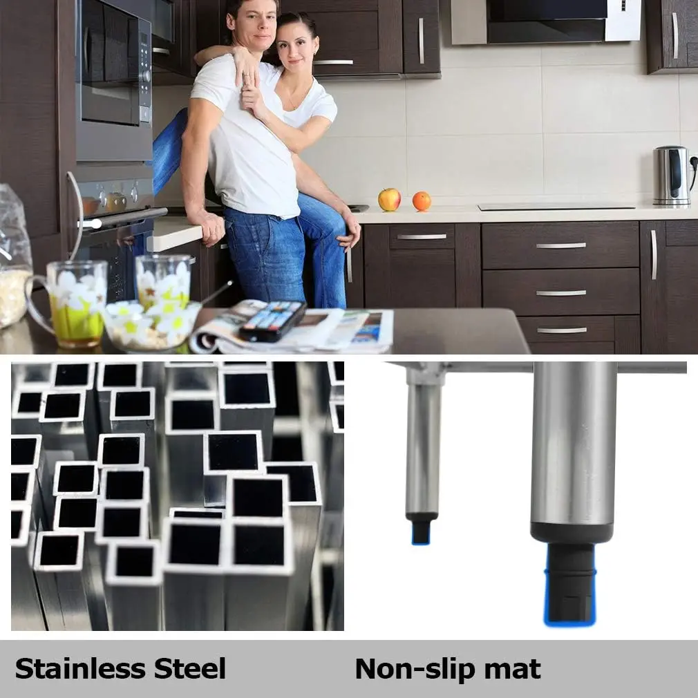 Inch Stainless Steel Work  Kitchen Work  Scratch Resistent Commercial Work  Metal Table with Adjustable T