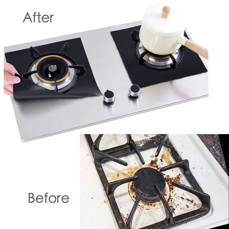 4 ชิ้นเตาแก๊ส Protector หม้อหุงข้าวฝาปิดทําความสะอาด Pad สําหรับเครื่องครัวอุปกรณ์เสริมชิ้น Reusable Boiler Hood Protectiv