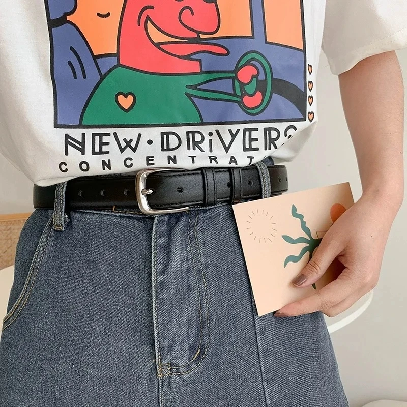 1pc cinto feminino moda simples versátil cinto autêntico tendência de alta qualidade cinto macio emparelhado com calças ocidentais jeans senhora cinto