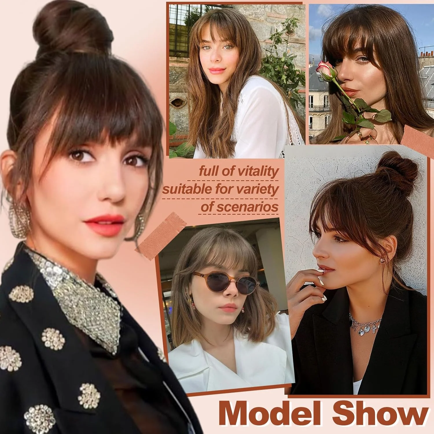 Ombre สีบลอนด์คลิป Bangs 100% ผมมนุษย์จริง Bangs Wispy Bangs ผมชิ้น 3 Secure คลิป Full Fringe ปลอม Bangs