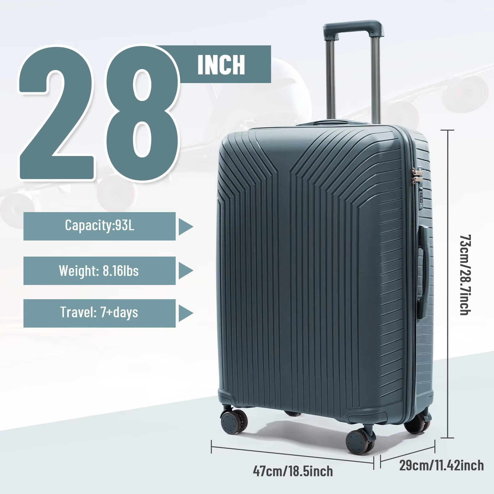 Mala de viagem 2024 nova grande capacidade rolando bagagem durável tsa carry-on cabine mala 20/24/28 polegada trole caso bagagem