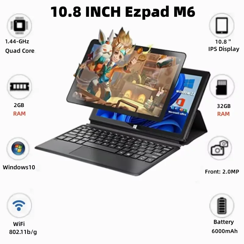 Neue 10,8 Zoll Windows 10 Tablet 2GB RAM 32GB ROM 64-Bit HDMI-kompatible 6000 x IP Micro USB mAh Schnelllade-Tablets