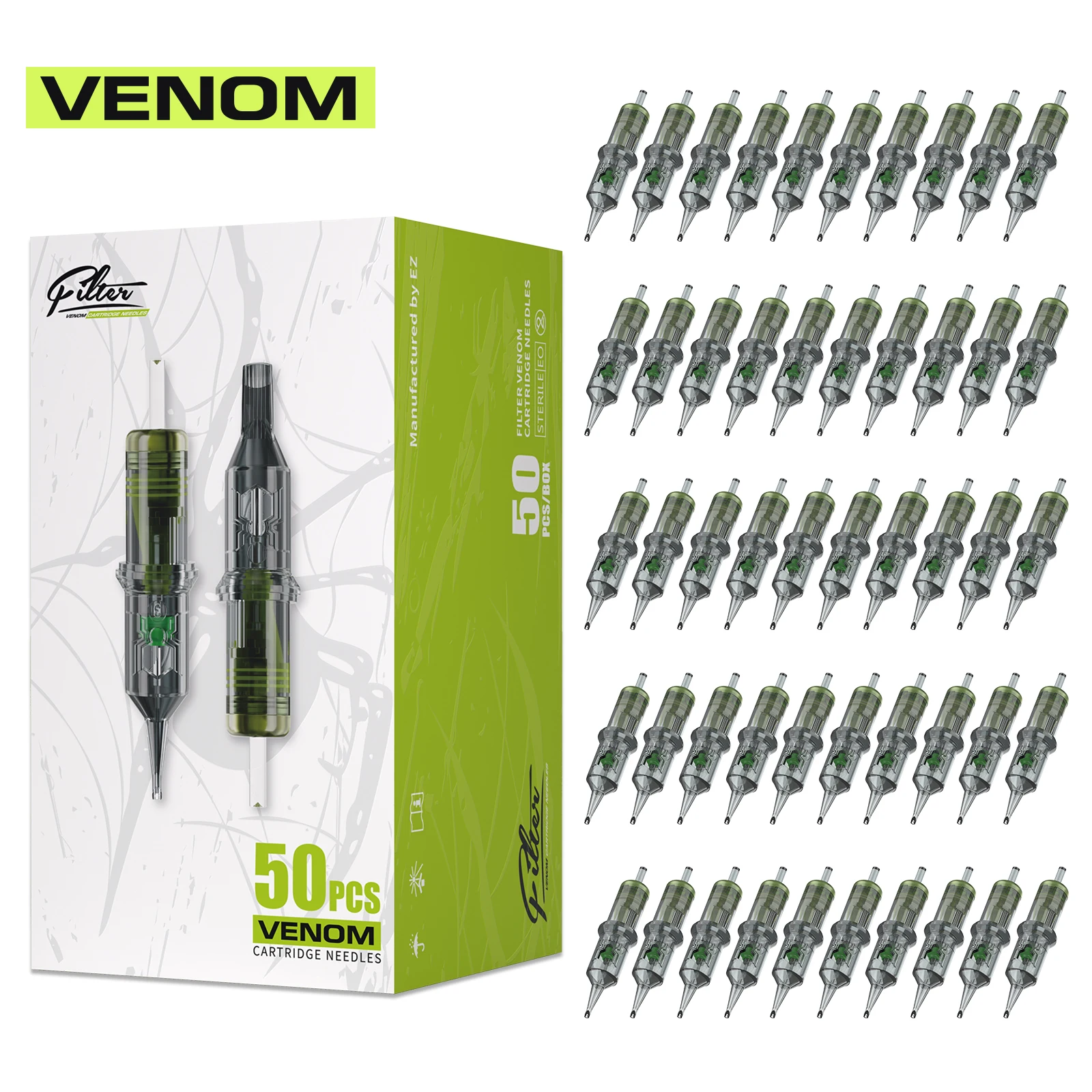 20/50 Stück EZ Filter Venom Patrone Einweg-Tattoo-Nadeln RL/RS/RM/M1 Membran Professionelle sterilisierte Sicherheit für Tattoo-Pistole