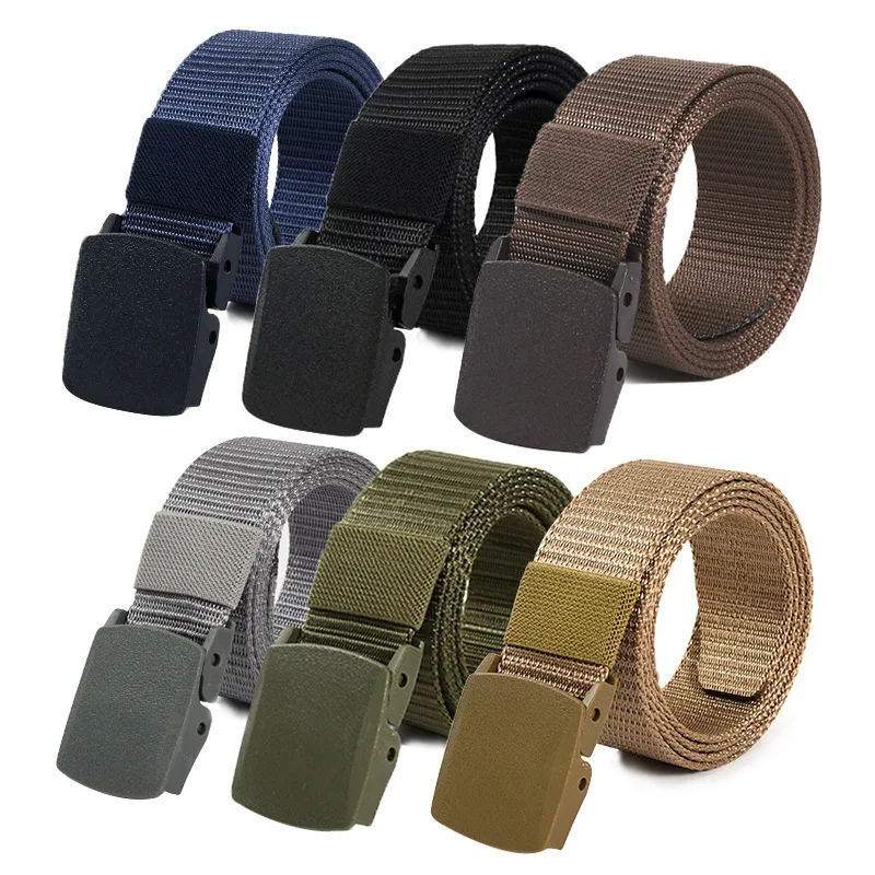 1pc männer Leinwand Gürtel Kunststoff Schnalle Metall-Freies Nylon Taktische Taille Gürtel frauen Gürtel Outdoor Wandern Gurtband neutral Gürtel