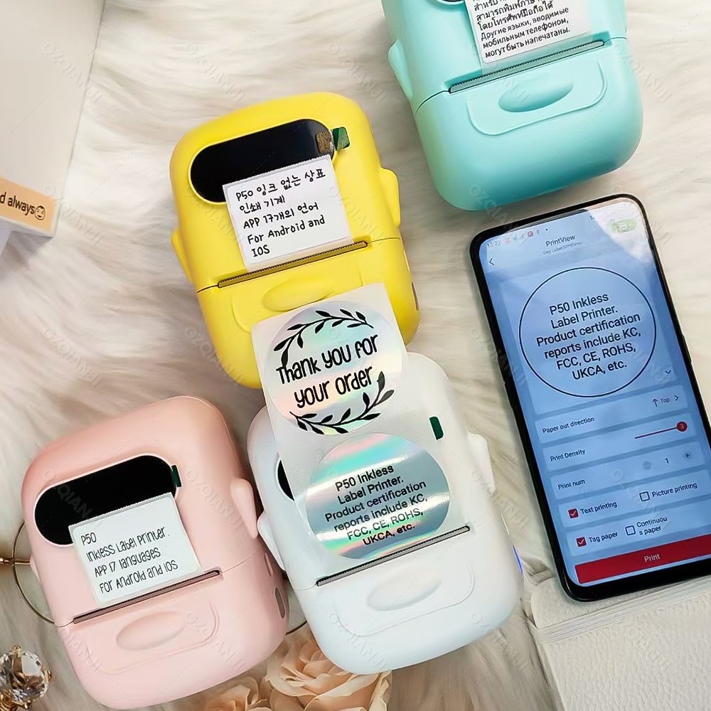 Marklife p50 térmica mini impressora de etiquetas sem fio adequada para pequenas empresas escritório em casa máquina portátil para smartphone