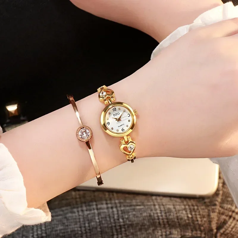 Reloj de pulsera con forma de corazón para mujer, reloj de cuarzo dorado para mujer, reloj de pulsera informal, accesorios para regalos, reloj Montre