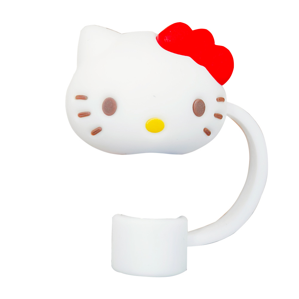 Sanrio-tapón de paja de sellado de silicona, tapón de polvo reutilizable para beber, cubierta de puntas, traje, taza, accesorios DIY de dibujos animados