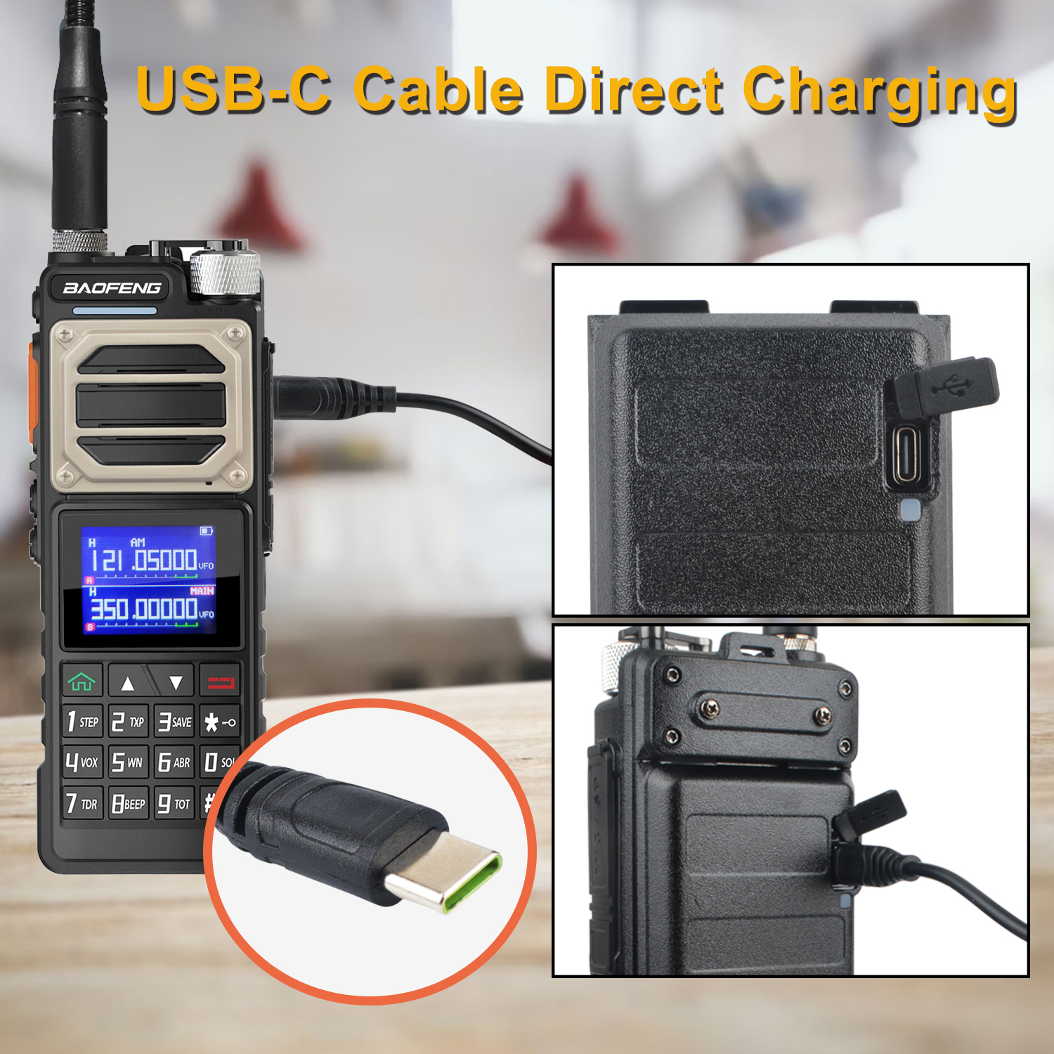 Baofeng UV-25M Air Band Scrambler 10W Vox FM Rádio Amador UV25 M Versão Walkie Talkie 10km com 5200mAh USB-C Recarga Bateria
