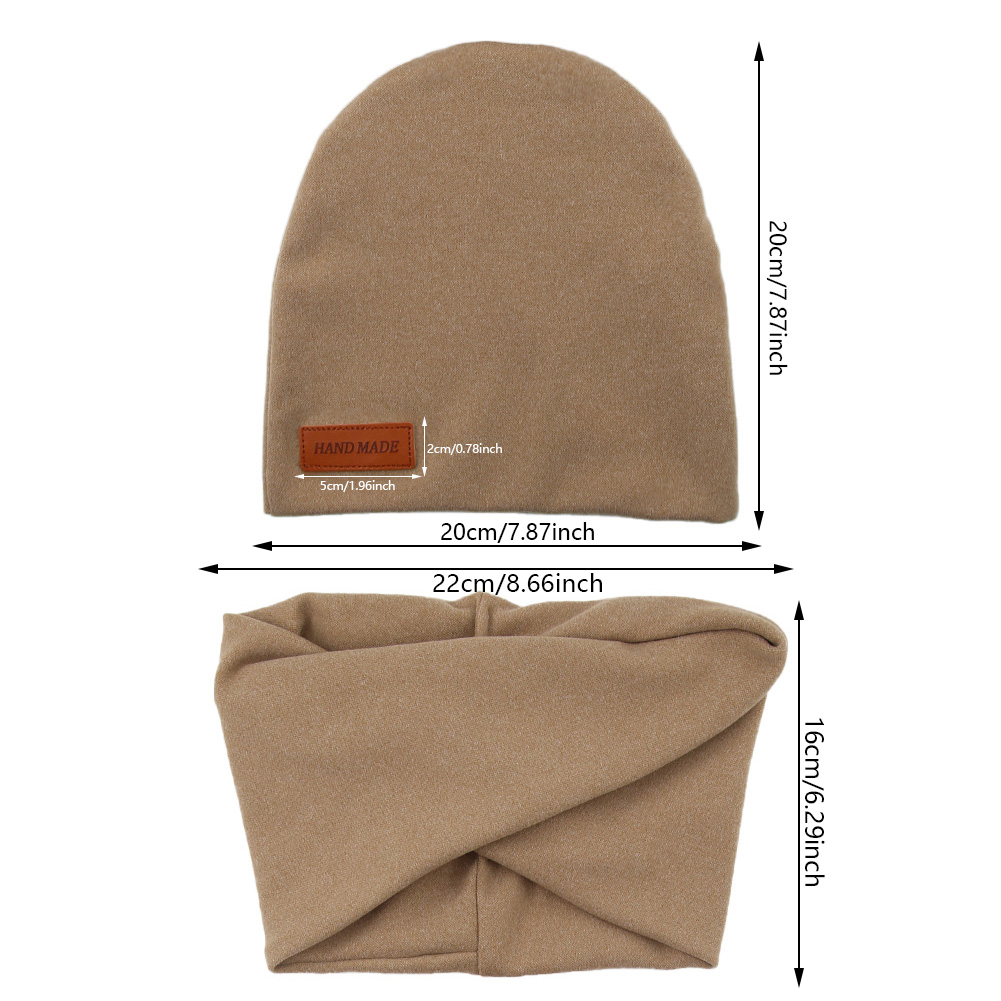 2 ชิ้น/ล็อต Faux CASHMERE เด็ก Turban หมวกผ้าพันคอชุดทารกแรกเกิดเด็กหนังฤดูหนาวคู่ชั้นหมวก Bonnets แฟชั่น Headwraps