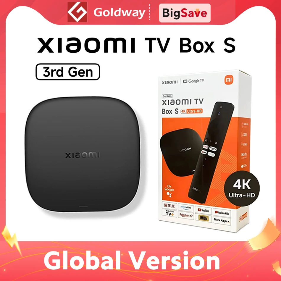 【Brand+】Xiaomi TV Box S 第3世代 4K Ultra HD Bluetooth 5.2 Wifi6 32GB ROM Google TV Googleアシスタント搭載スマートメディアプレーヤー