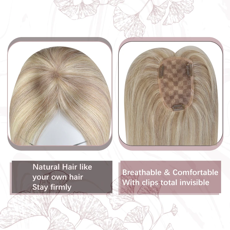 Ugeat Tóc Topper Con Người Tự Nhiên Tóc Vàng Nguyên Khối Căn Cứ 12X6Cm Nữ Toupee Vô Hình Tự Do Một Phần Tóc Trang Trí Đồ tóc