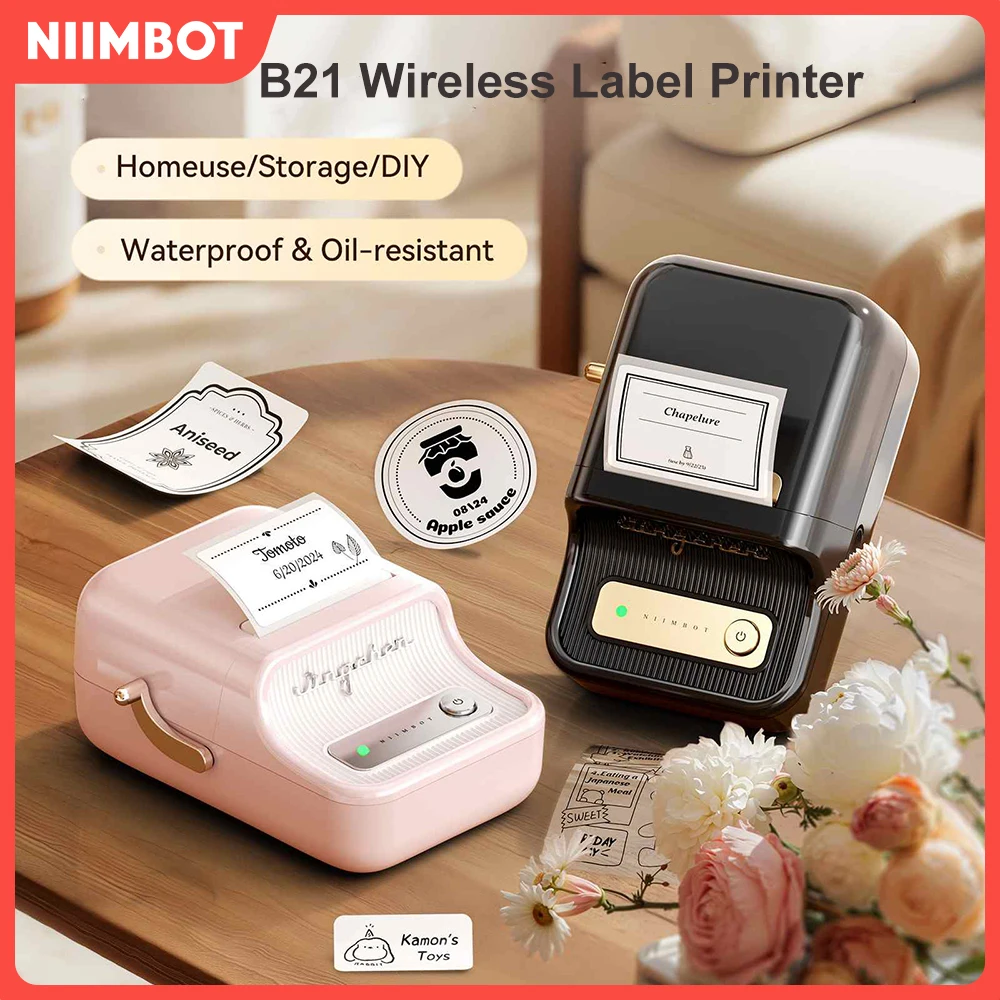 Niimbot B21 Thermo-Etikettendrucker, selbstklebender Papierdrucker im Taschenformat, 20–50 mm Druckbreite, Etikettendrucker für Business Home Office