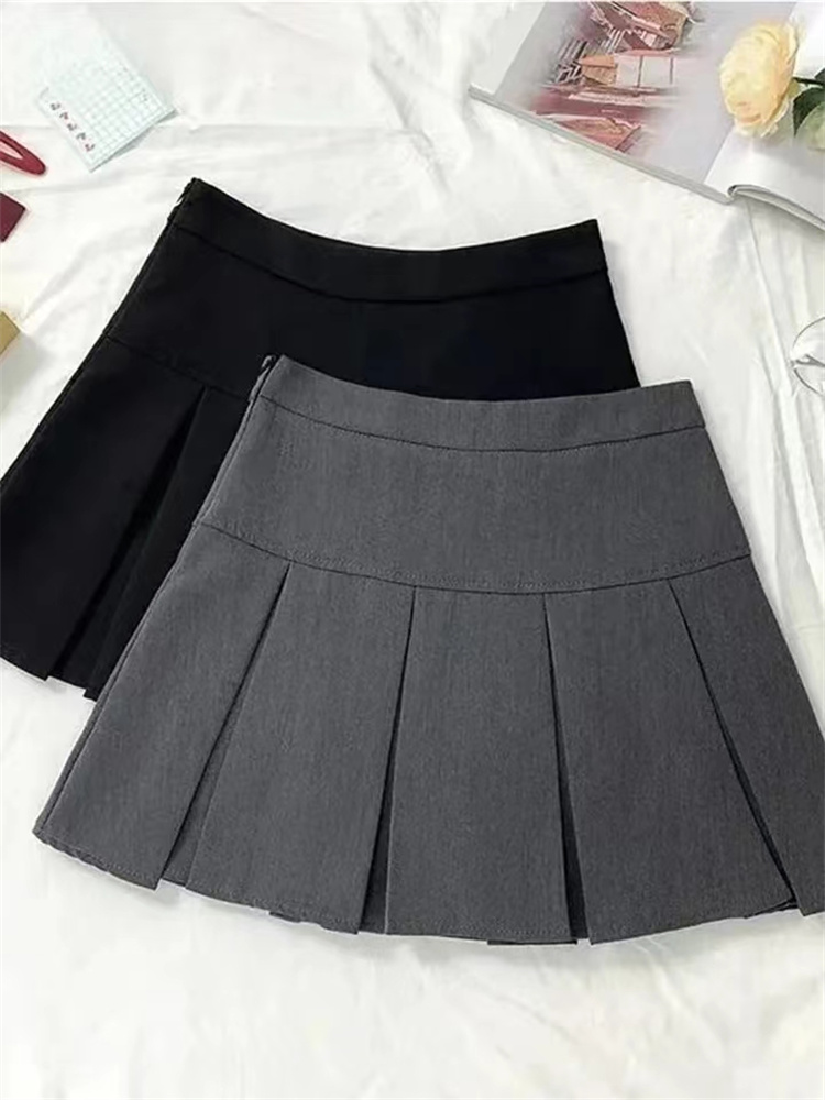 Jupe plissée grise Vintage pour femmes, Mini jupes taille haute Kawaii, mode coréenne, uniforme scolaire, Streetwear Harajuku, printemps
