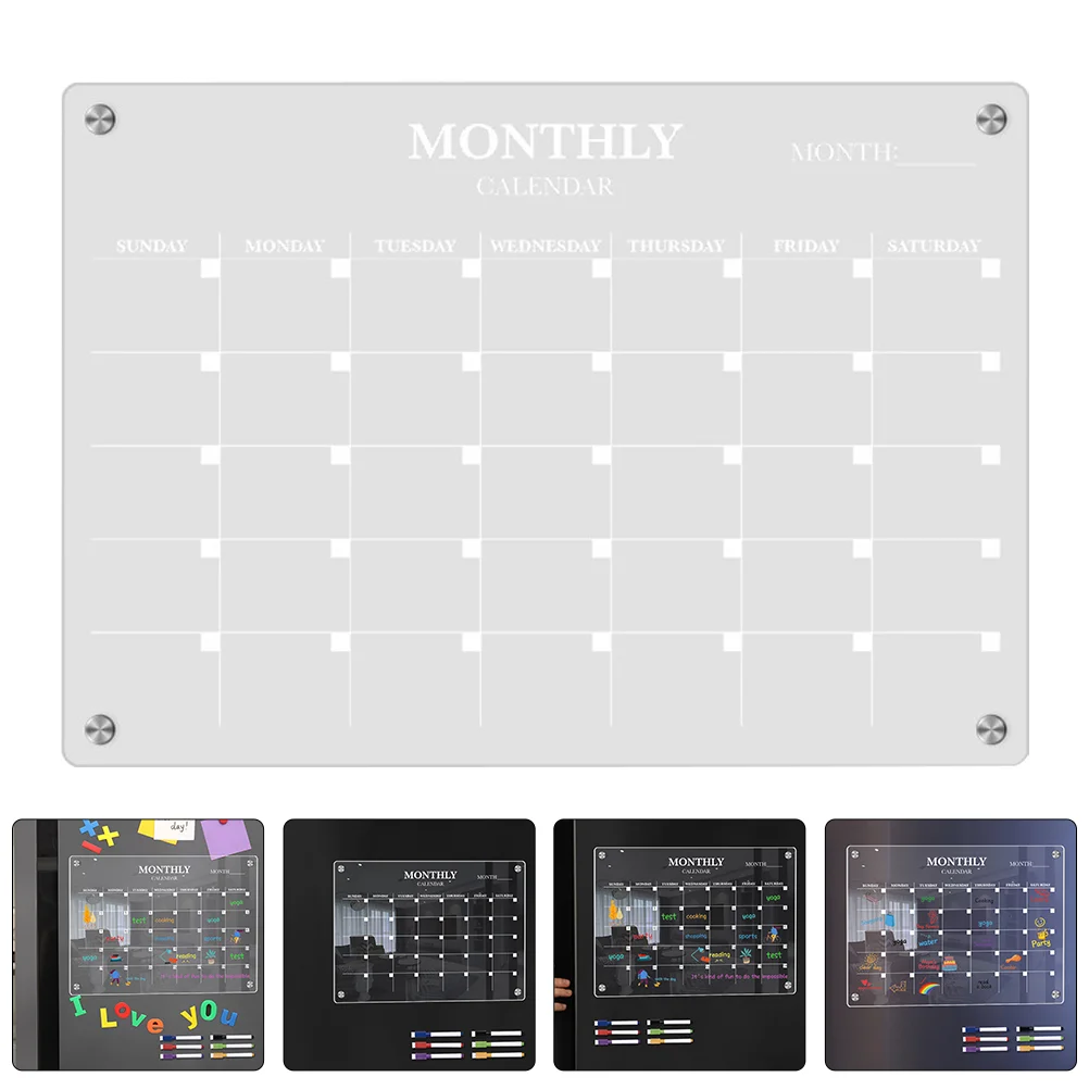 Lavagna magnetica piastra da cucina frigorifero calendario cancellabile a secco pratico lavagna vuota in acrilico programma trasparente con penna