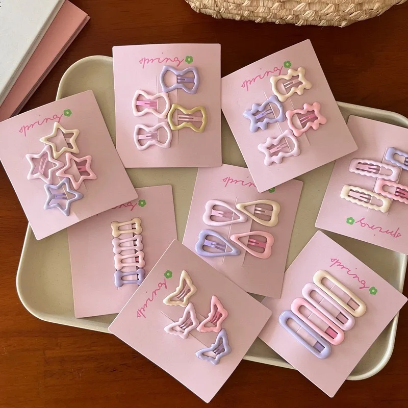 4pcs/set Cute Star Hair Clips Girl's Side Bangs Hair Accessories Small Clip Children's Hair Decorations Kids Accessories