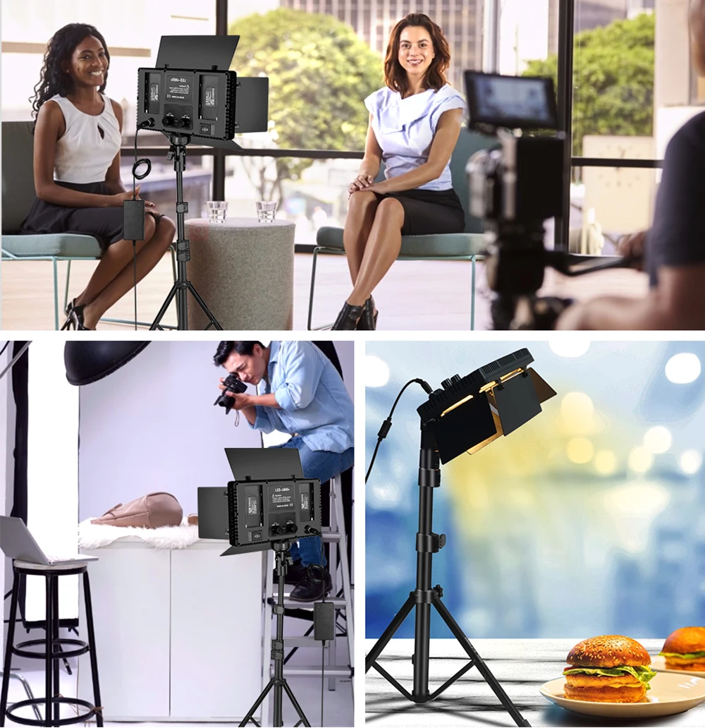 Nagnahz U800+ Luz de video LED Lámpara de estudio fotográfico Bicolor 2500K-8500k Regulable con soporte de trípode Control remoto para lámpara de grabación de video Fotografía al aire libre Luz de relleno con batería