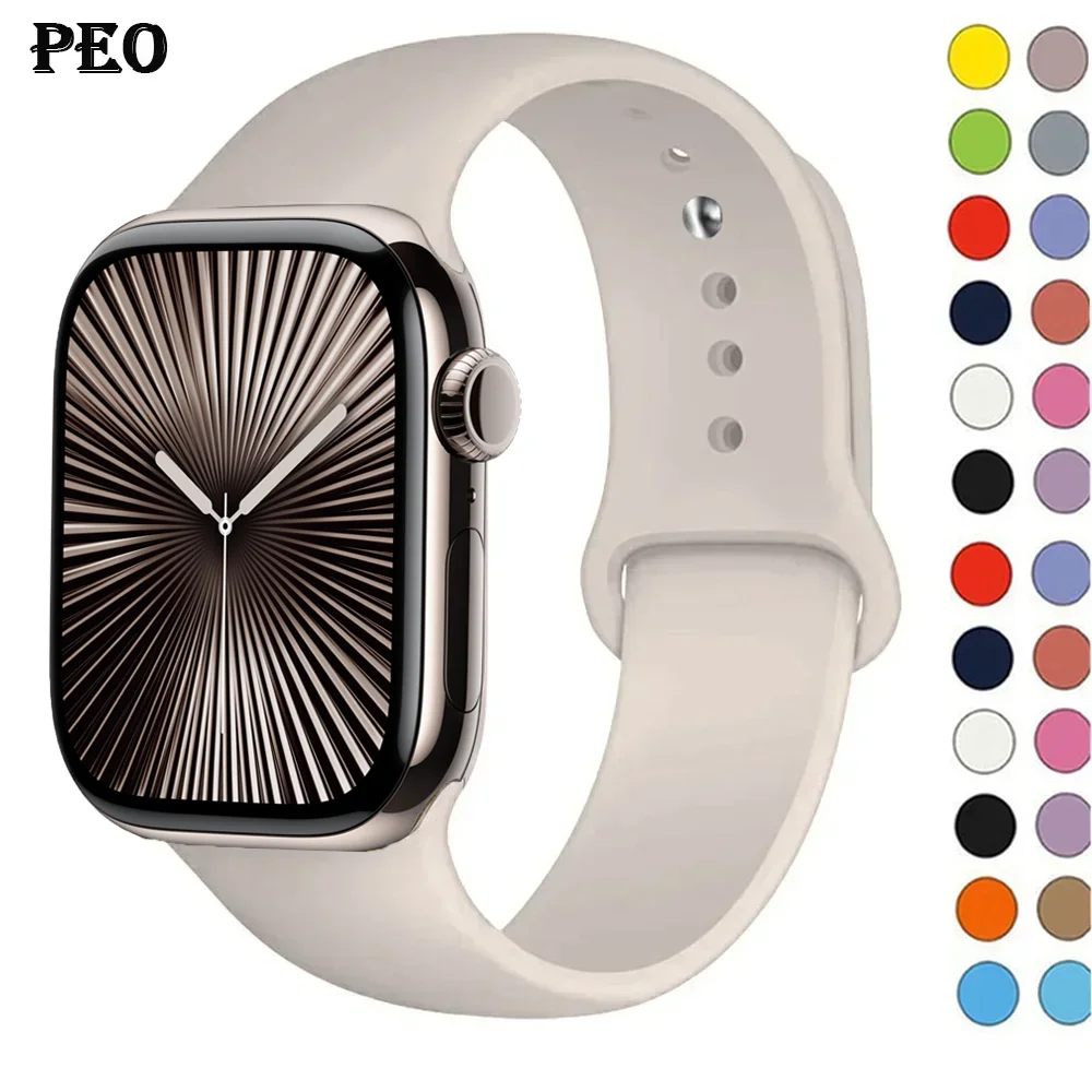 Correa de silicona para Apple Watch serie 10, 46mm, 42mm, 44mm, 45mm, 40mm, 41mm, pulsera deportiva iwatch 8, 7, 6, 5, 4, 3 SE 9, Ultra 2, 49mm