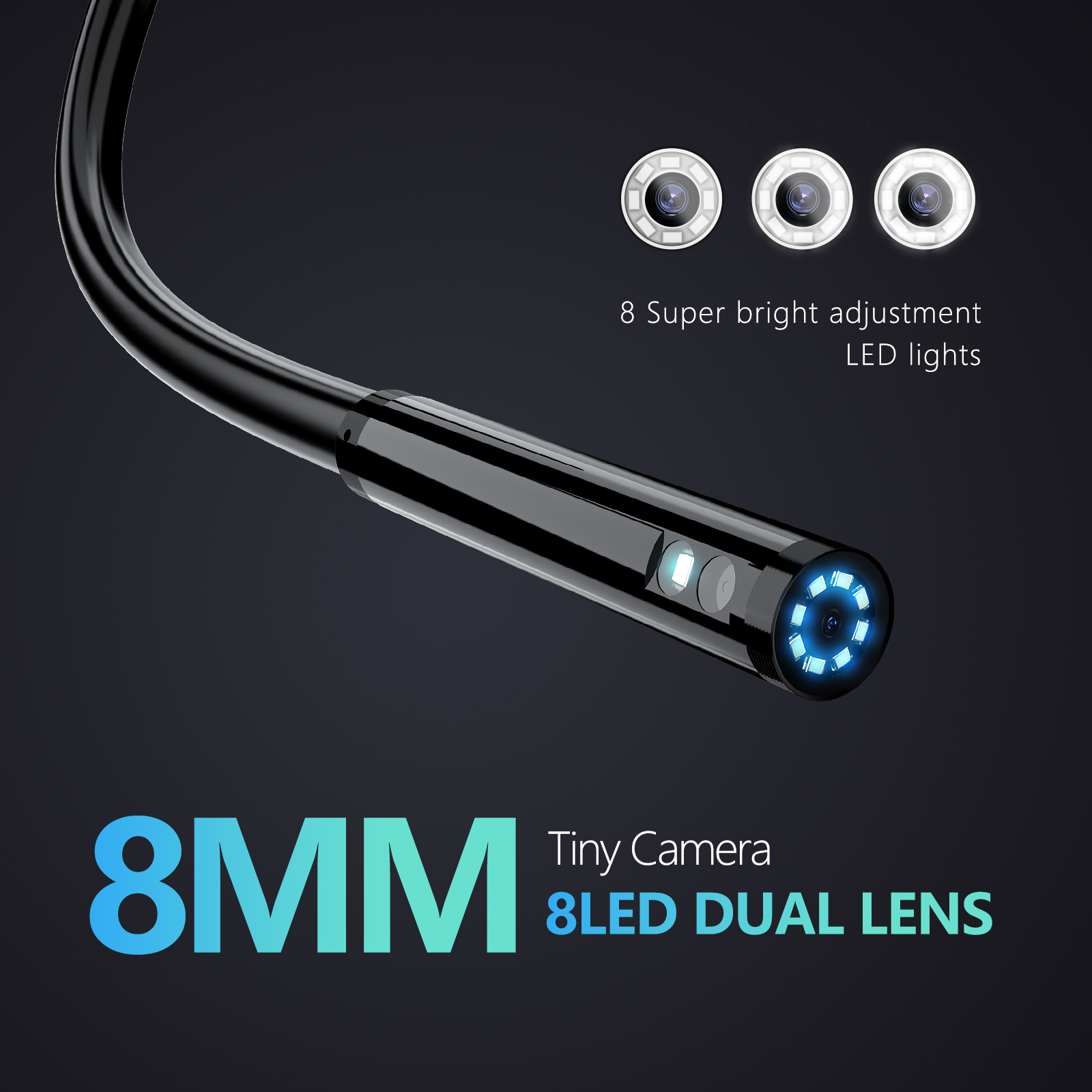 Câmera industrial do endoscópio, 4,3 ", IPS, lente dupla, LCD, IP67, impermeável, esgoto, tubulação, dreno