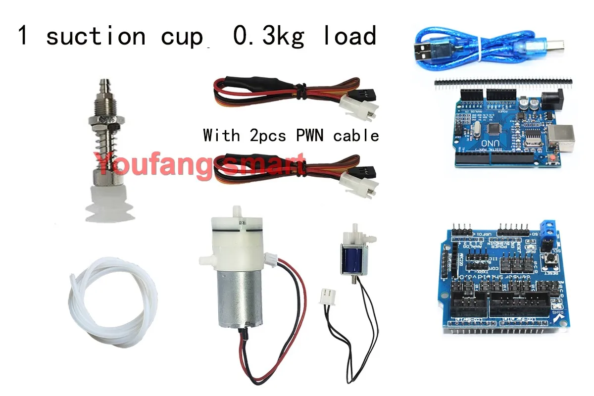 Bomba de aire Industrial con carga de 0,3/1/10/20kg, válvula solenoide de ventosa para Arduino, brazo de Robot PWM, Cable UNO programable, Kit de bricolaje