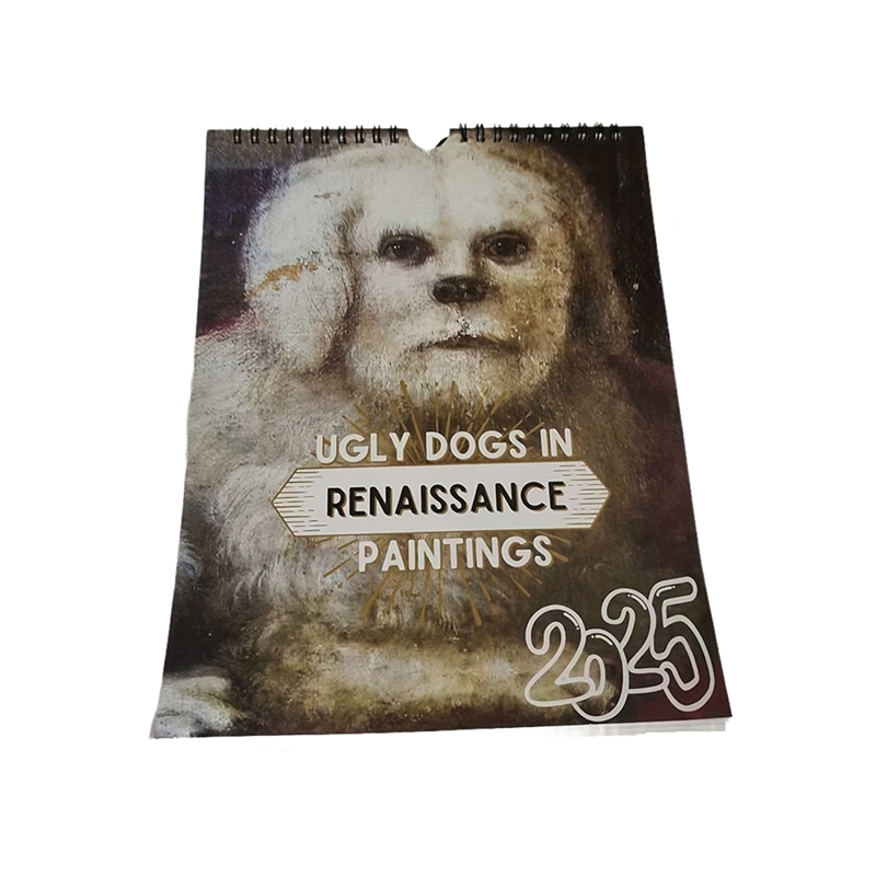整理のためのルネッサンス壁掛けカレンダー、特別な厚いアート、頑丈な醜い犬、2025