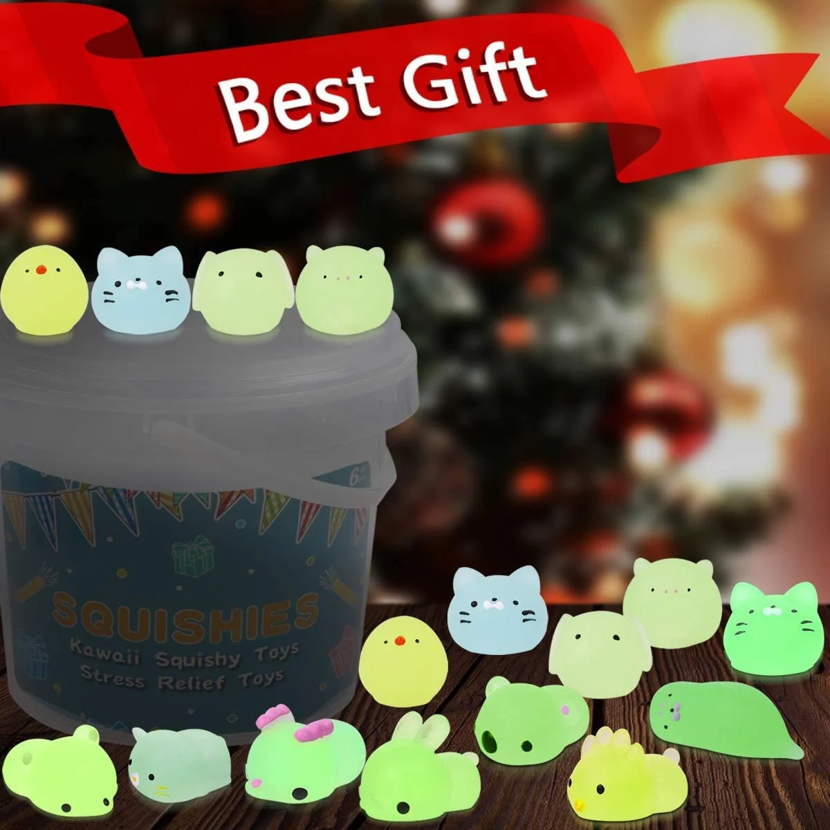 6/12/18 Pcs Luminous Mochi Squishies, Mochi Squishy สัตว์ความเครียดของเล่น, mini ความเครียดบรรเทาของเล่น Mochi สัตว์ของเล่น Kawaii