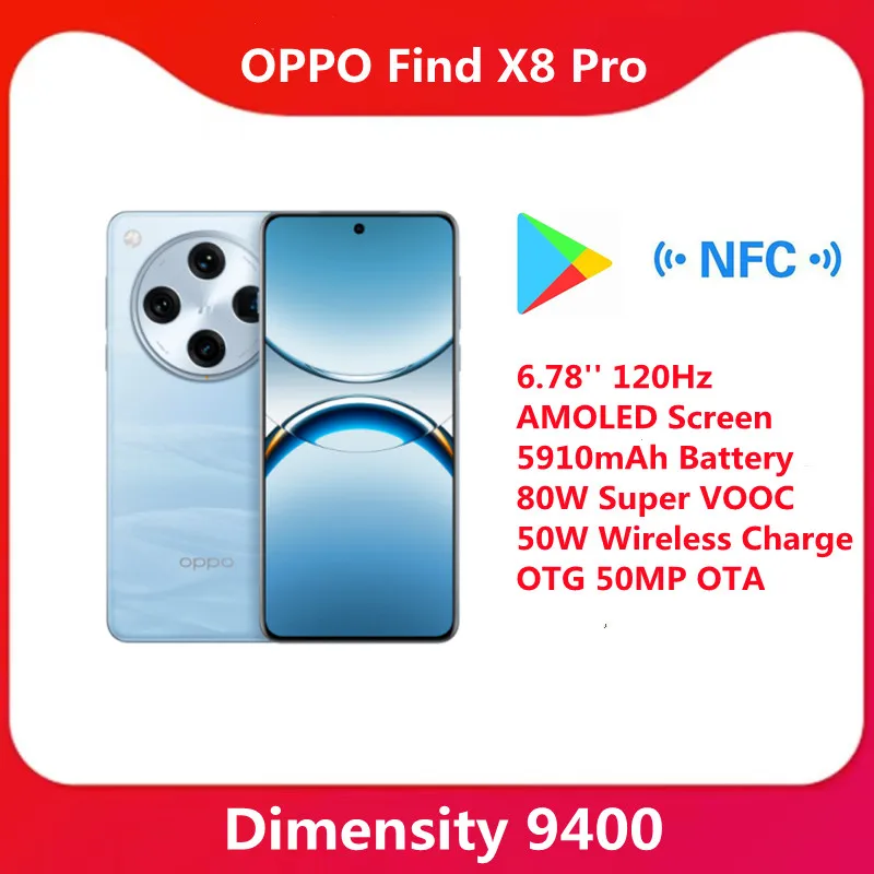 Global Version OPPO Find X8 Pro 5G Smartphone MTK Dimensity 9400 5910mAh Battery 80W SUPERVOOC 50MP Main Camera 120Hz Screen