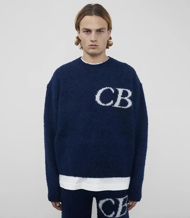 24ss Oversized CB Logo Sweaters Top Quality Jacquard Crewneck Knit Pullovers Pure Cotton Casual Women Men Sweater