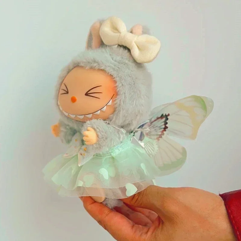 Dress for 17cm Labubu Mini Plush Doll'S Clothes Outfit Accessories for Kpop Exo Labubu Idol V2 Bow Princess Dress Clothing Gift
