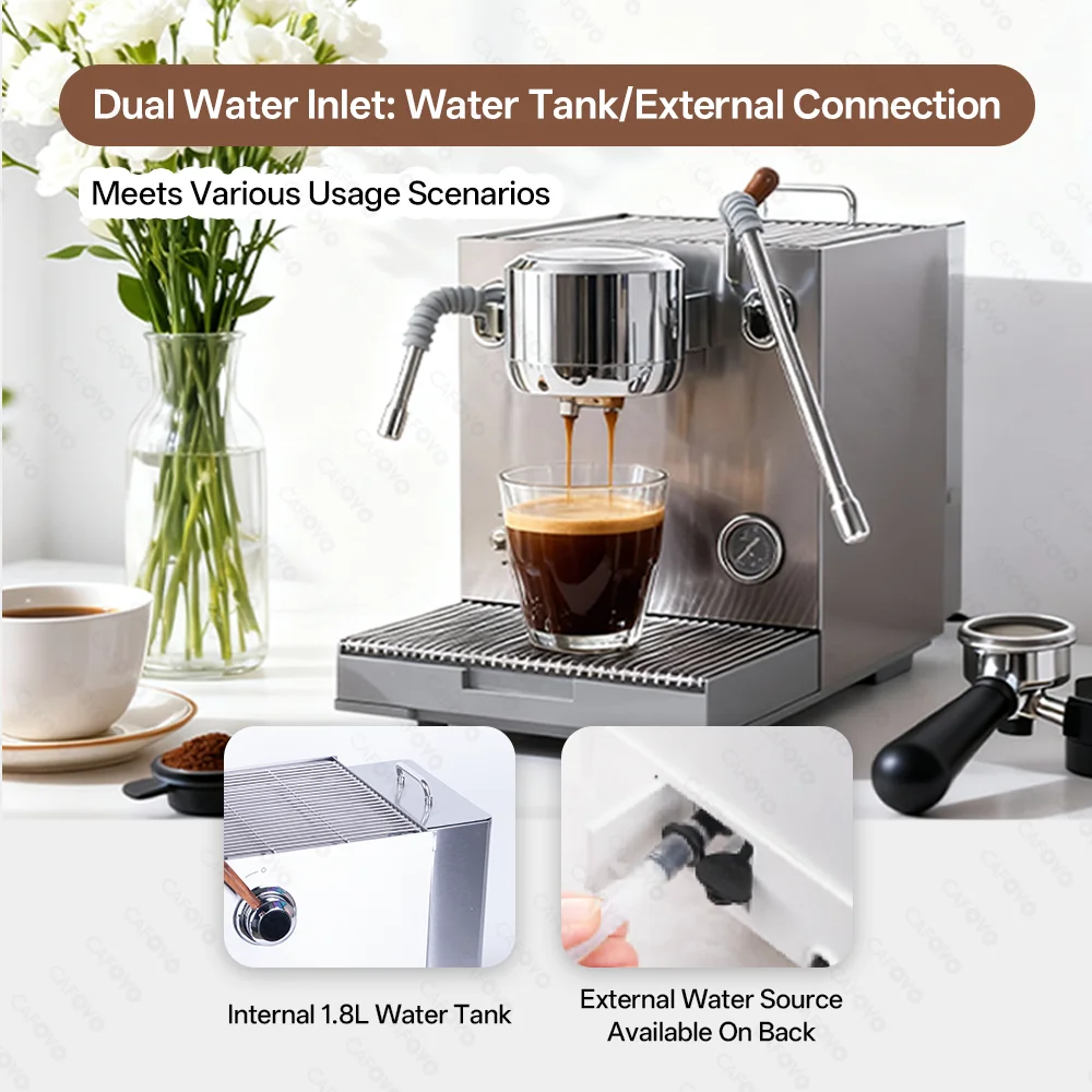 CAFOVO E120 9Bar Commercial Dual Boiler Espresso Machine ULKA Pump OPV System with OLED Display for Cafe Coffee Maker 220V