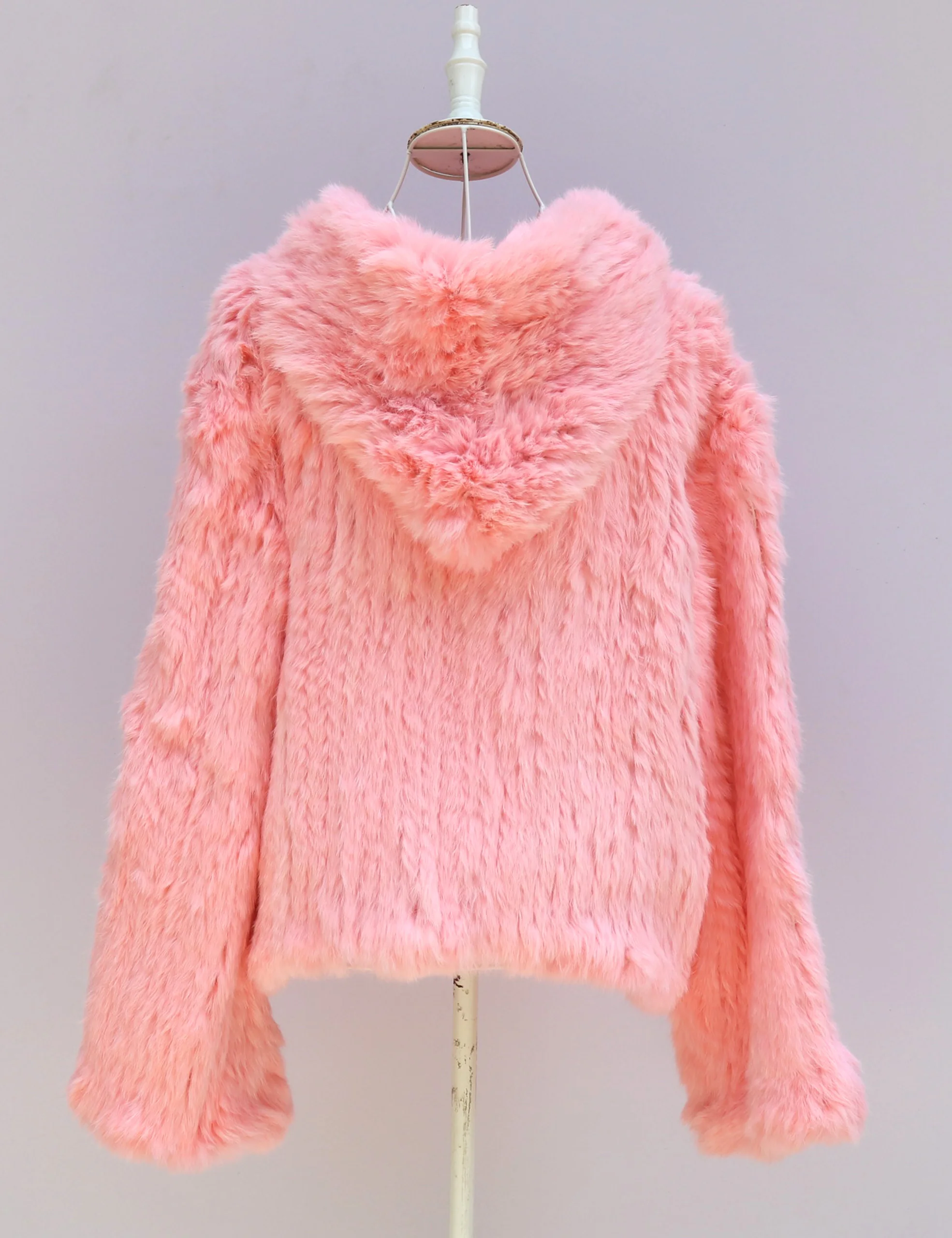 Furshehe Winter Frauen echten Kaninchen Pelzmantel mit Kapuze natürliche Kaninchen fell Jacke kurze weiche lose Fuzzy Mäntel