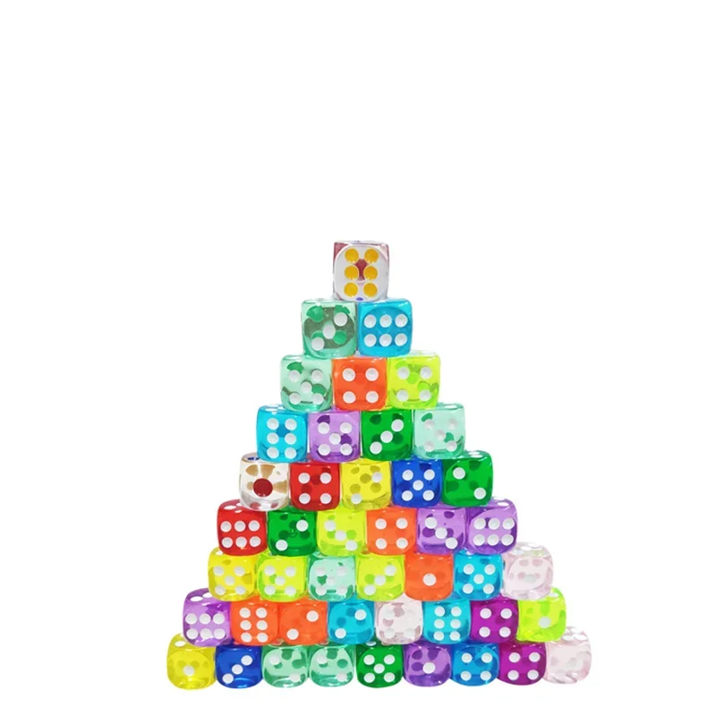 50 STKS 14mm Kleurrijke Transparante Dobbelstenen Set - Afgeronde Rand Bordspel Dobbelstenen voor Tafelblad RPG, D & D, Casino, Party Game dobbelstenen