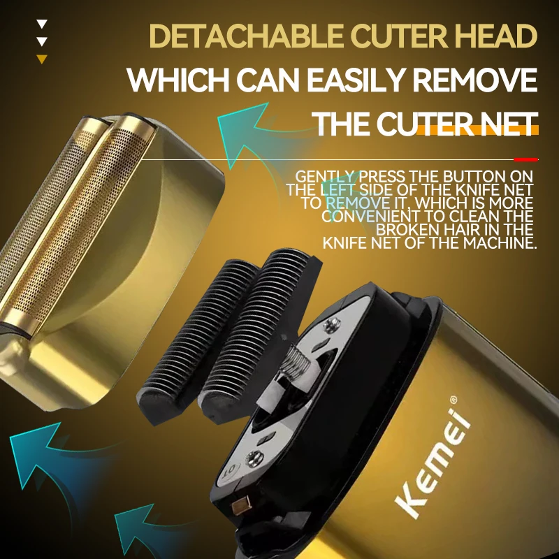 Kemei TX10 เครื่องโกนหนวดไฟฟ้าใหม่พร้อมจอแสดงผล LED ผมชาร์จเครามีดโกนหัวล้านโกนสําหรับชาย