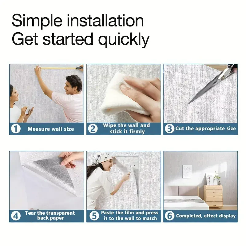 50 cm DIY Leinen wasserdichter Wandaufkleber selbstklebende Blatt Tapetenrolle geeignet für Küche Schlafzimmer Wohnzimmer Badezimmer