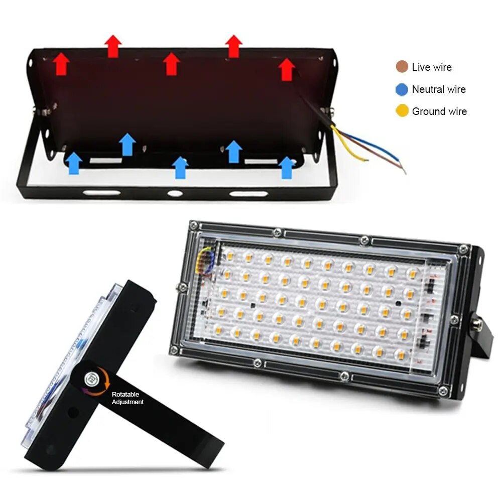 50W LED Reflektor Flutlicht Außenbeleuchtung IP65 Wasserdichter Scheinwerfer 220V Gartenbeleuchtung Projektoren Wandleuchte