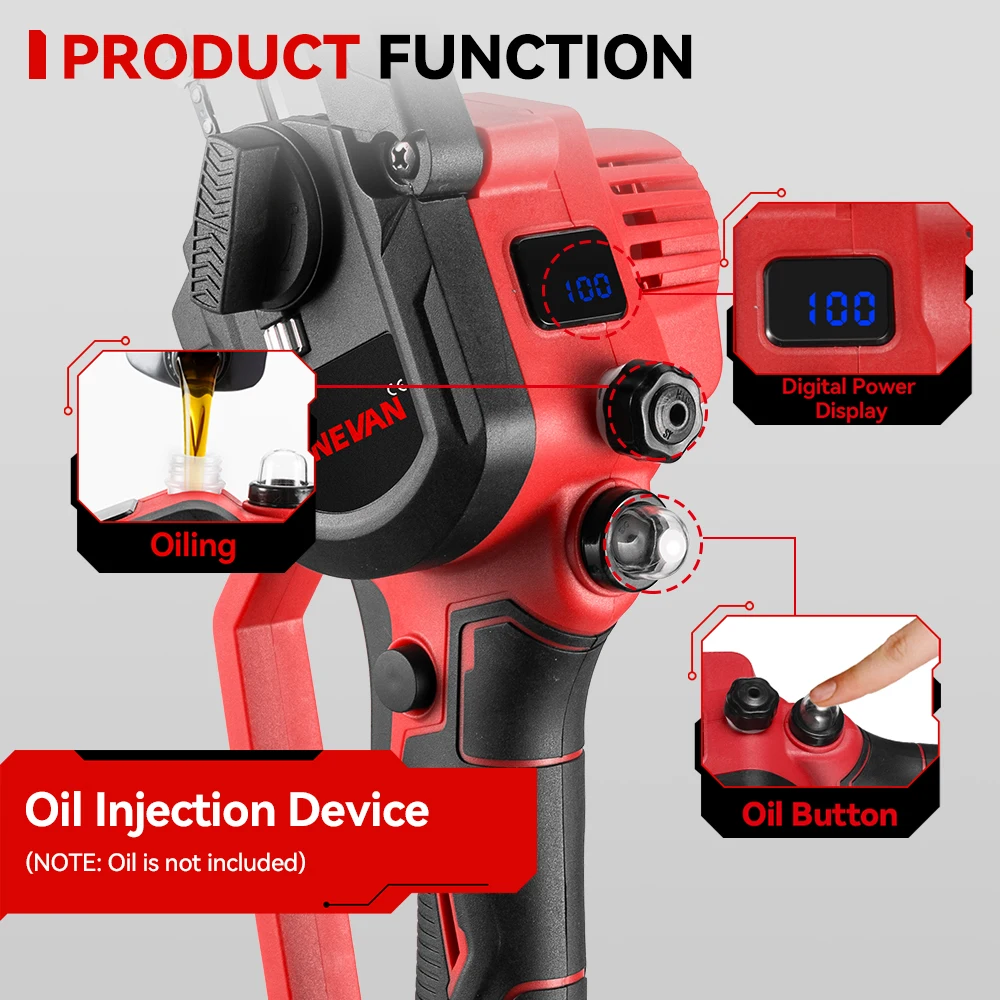 ONEVAN Brushless 8 นิ้วเลื่อยไฟฟ้าอัตโนมัติ Oiler มือถือสวน Pruning Chainsaw งานไม้เครื่องมือสําหรับ Makita 18V แบตเตอรี่ Pin