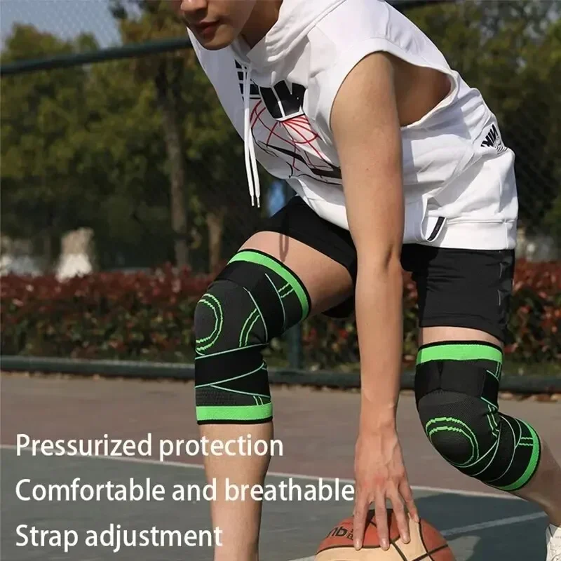 1 par de mangas de compressão de joelho, suspensórios de suporte ajustáveis para esportes, design respirável de malha para corrida, basquete, ciclismo