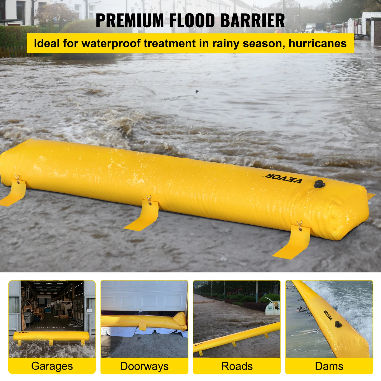 SucceBuy barrière contre les inondations réutilisable PVC eau douce pliable Tubes de dérivation sacs léger Hydro excellente barrière contre les inondations étanche