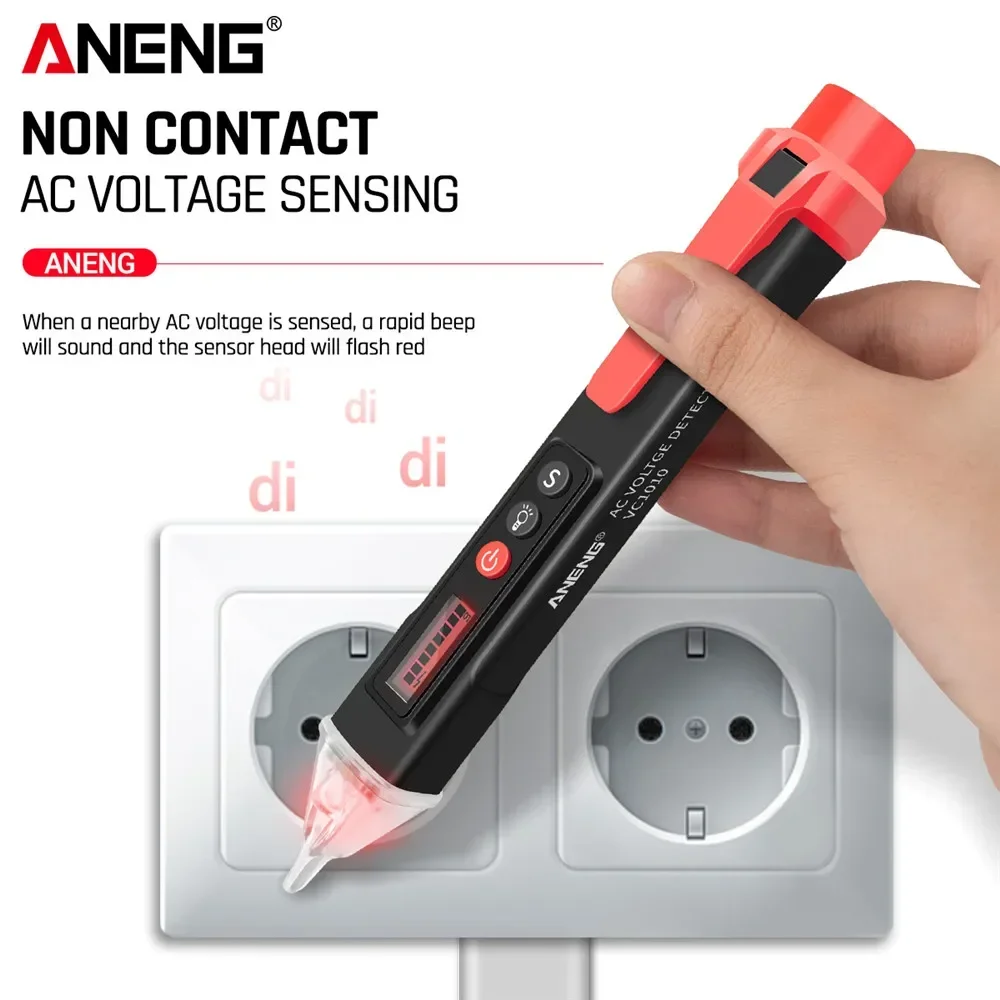 ANENG VC1010 เครื่องตรวจจับแรงดันไฟฟ้าแบบดิจิตอลปากกา 12-1000V แรงดันไฟฟ้า AC แบบไม่สัมผัสศูนย์ไฟสายไฟฟ้าเซนเซอร์เครื่องมือทดสอบ
