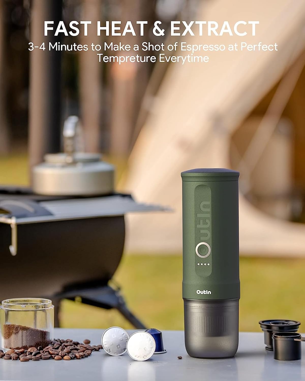 Descuento por tiempo limitado-- Nano Cafetera Espresso Eléctrica Portátil, Cafetera de Viaje para Camping