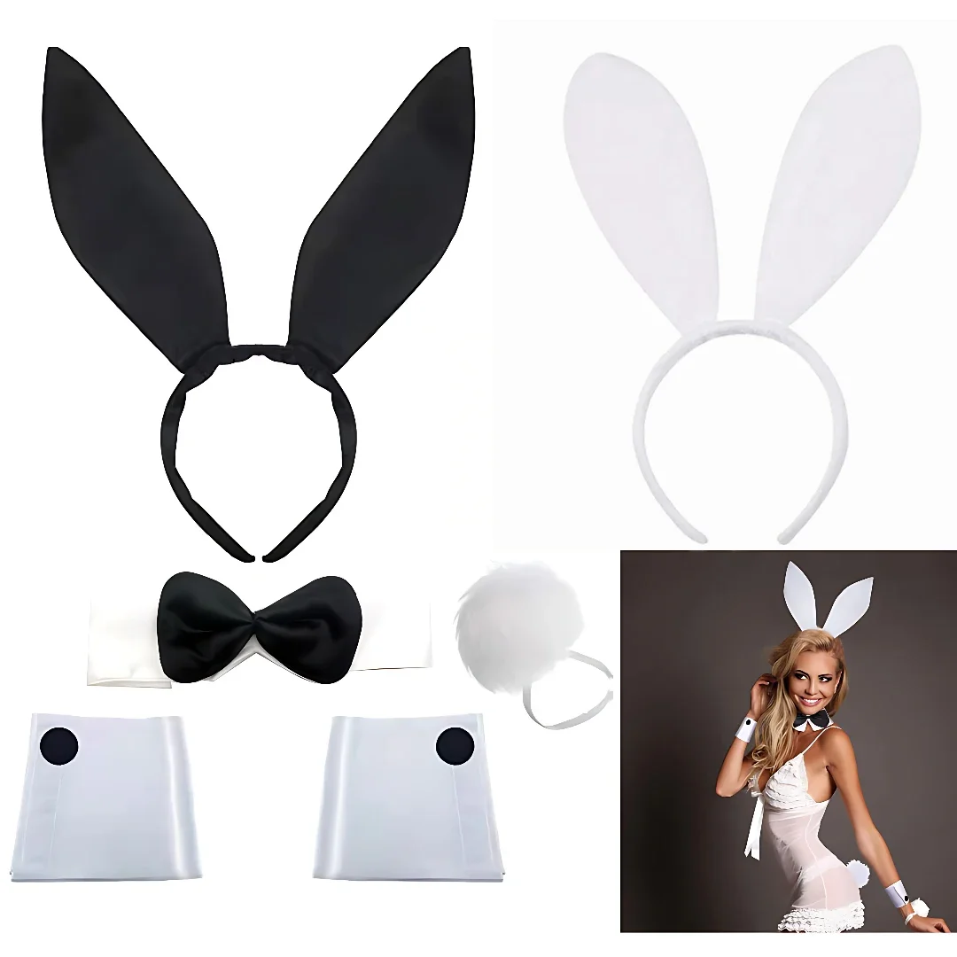 1-20 Stück Hasen ohren Set Haar bänder Kaninchen Mädchen Stirnbänder Haarschmuck Ostern Party Halloween Abschluss ball Stirnbänder Halloween Fliege