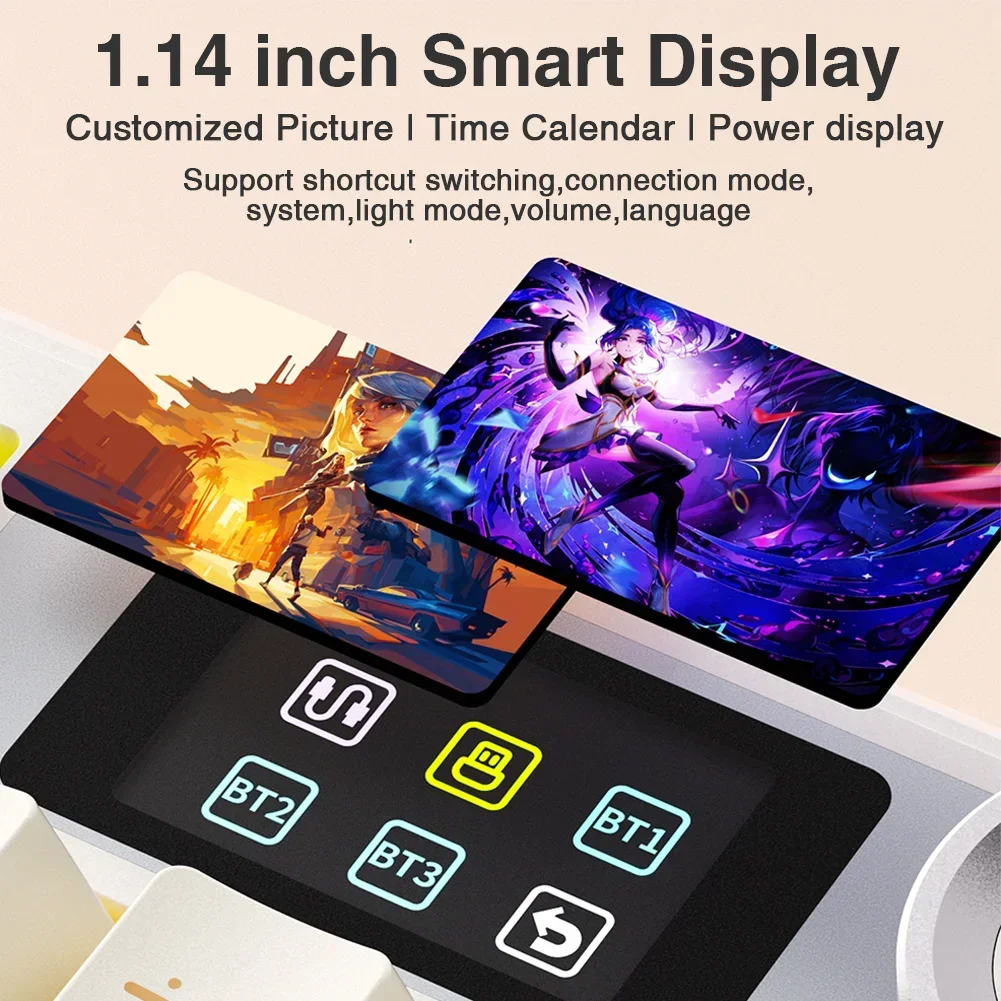 AULA F108 pro Wireless Bluetooth Keyboard Macro Gaming keyboard Gasket Hot-swap Full Size Keyboard with TFT Smart Display