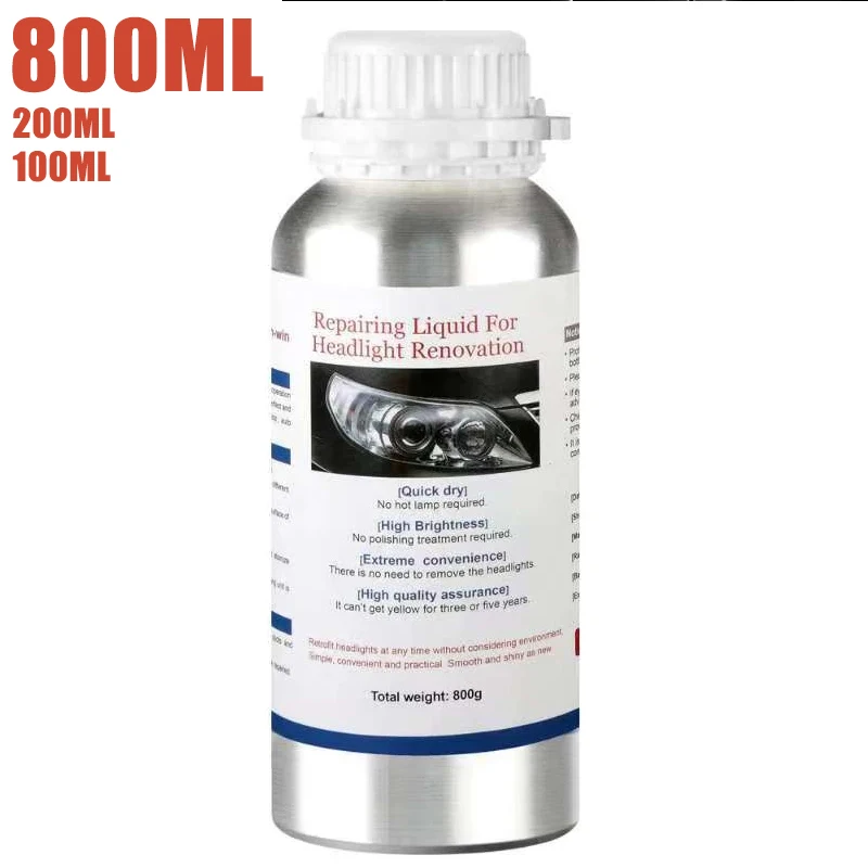 ไฟหน้ารถขัด Liquid Polymer ไฟหน้ารถ Renovation ฟื้นฟูตัวแทนทําความสะอาด 800G/200 ml/100 ml Auto Repair ผลิตภัณฑ์