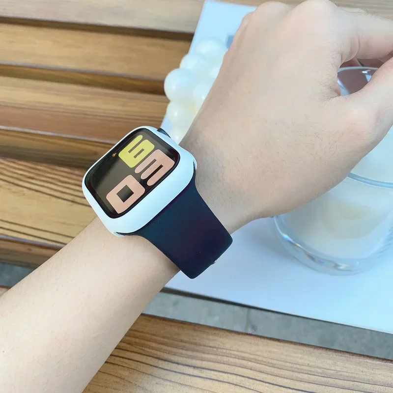 Correa de silicona para Apple Watch, pulsera deportiva de 44mm, 45mm, 40mm, 41mm, 42-38mm y 45 mm, serie iwatch 8 7 6 5 4 3 SE 9 Ultra 2 49mm