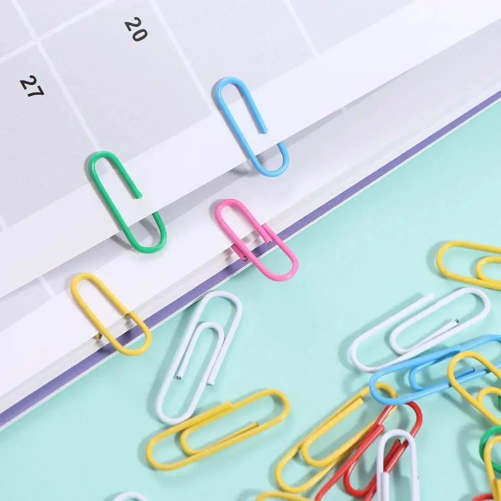 200-Pack - 28mm Colorful Metal Paperclips, Creative Bookmarks, Notebook Folders, Office Stationery Binding Bookmarks