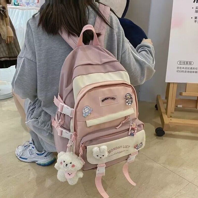 Elegant Nylon Backpack School Bag Book Bag for Teenage Girls and Kids