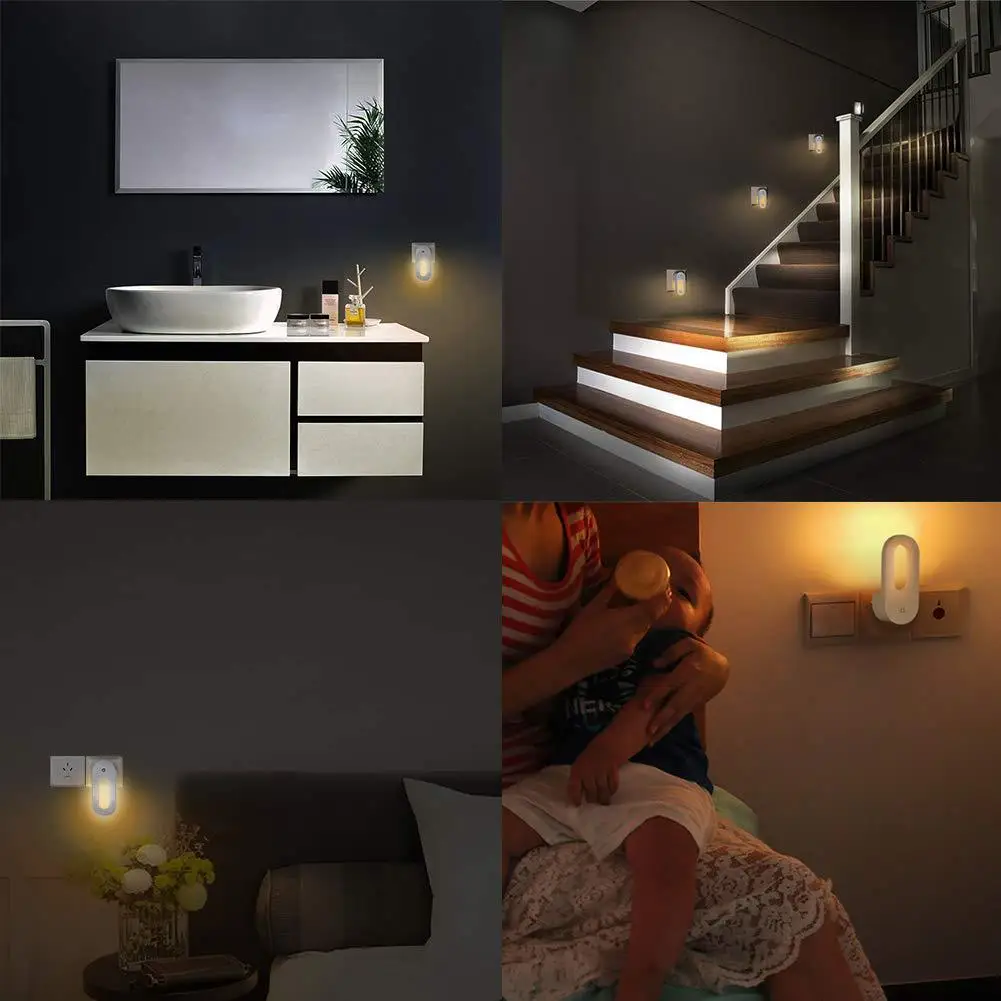 EU/Us-stecker Wand Nachtlicht Steckdose Mit Dämmerung Sensor 1/2 Pcs Warm Weiß Lampe Energiesparende für Kinderzimmer Schlafzimmer