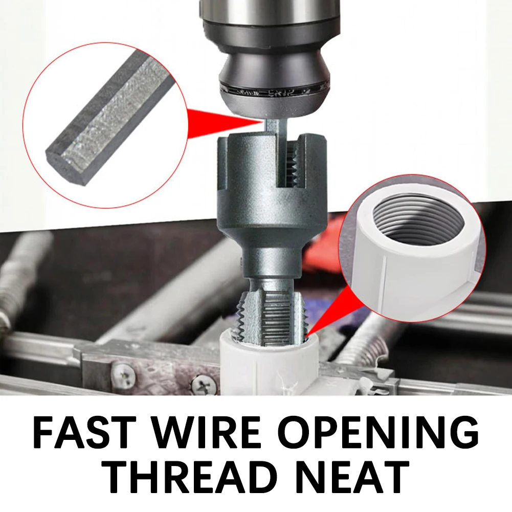Electric Drill Compatible PVC Pipe Threader Kit, PVC Pipe Threader with 3 Dies 1/2" 3/4" 1" PVC Thread Maker Tool Pipe Threader