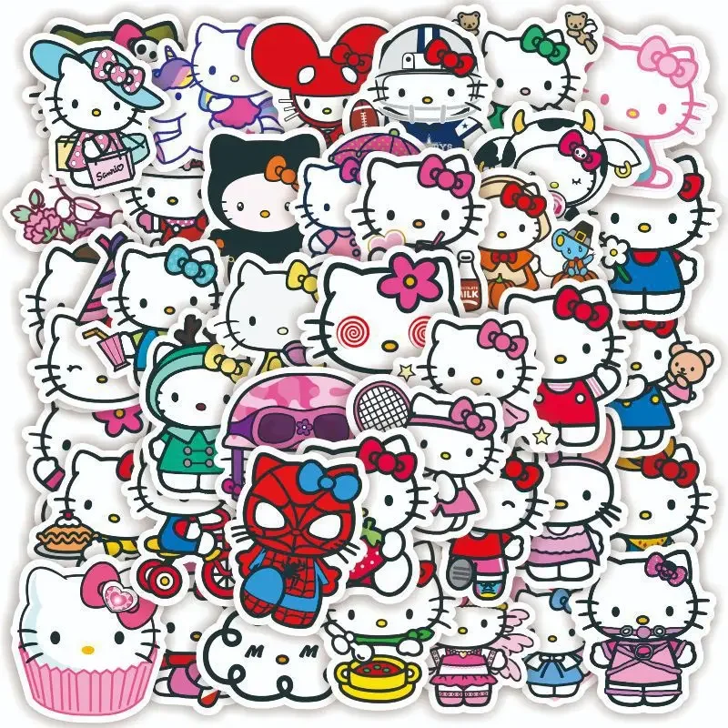 50/100 Pz Hello Kitty Cartoon Adesivi Ragazza Decalcomanie per Laptop Diario Scrapbook Cancelleria Decorazione Auto Adesivo Giocattoli Per Bambini